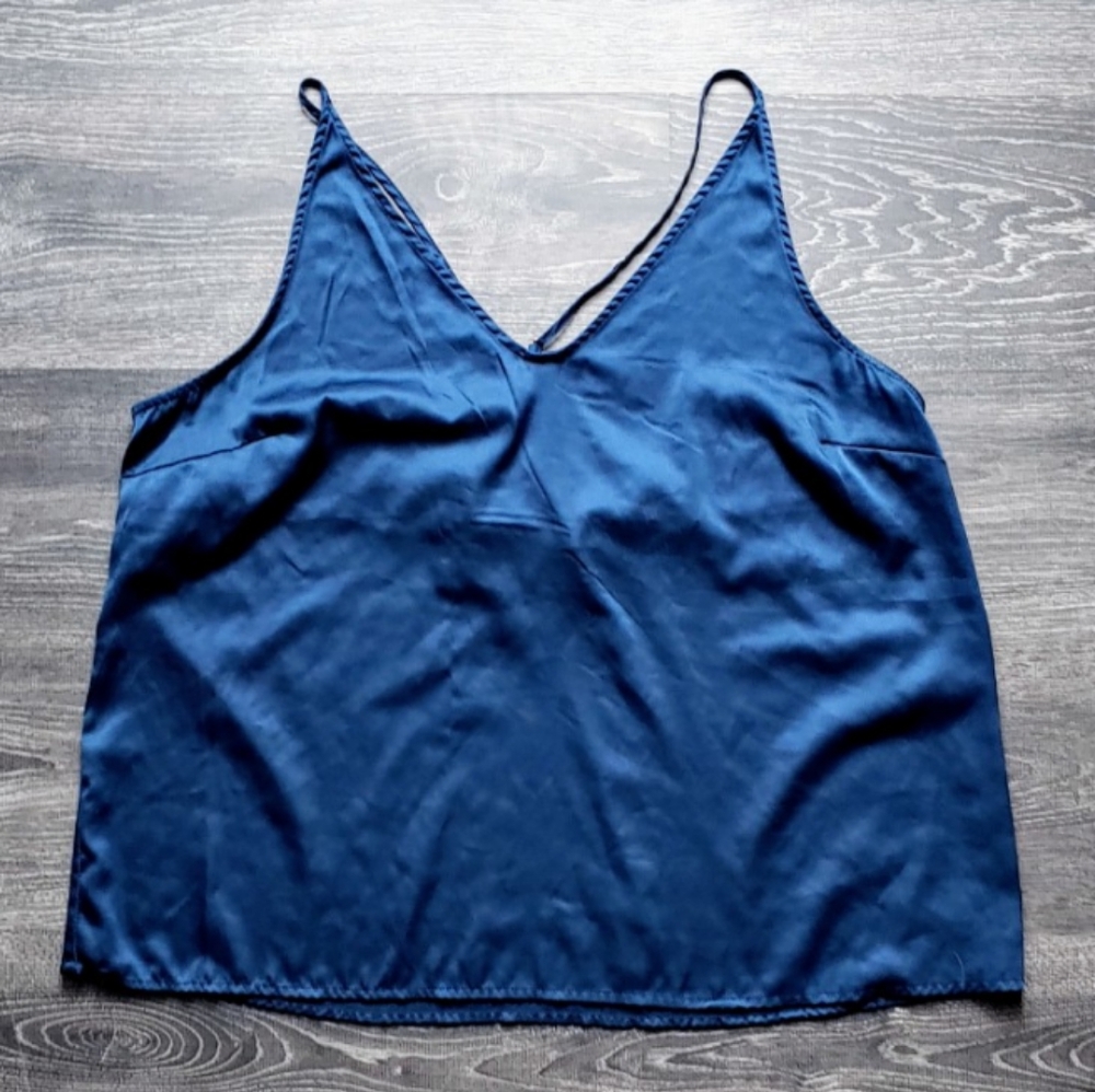 Stars Above dark blue satiny tank top